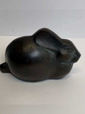 Japanese Bronze Hare Rabbit Bunny Bunnies Statue Paperweight Vintage